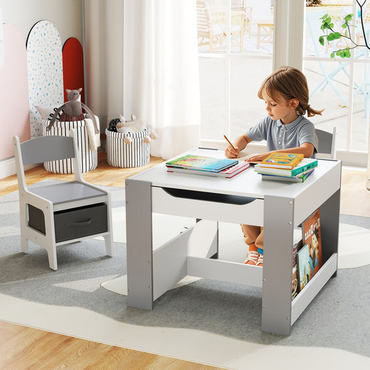 4 in 1 Kids Toddler Activity Table and Chairs Set with Reversible Tabletop - Tampa Home & Garden Store