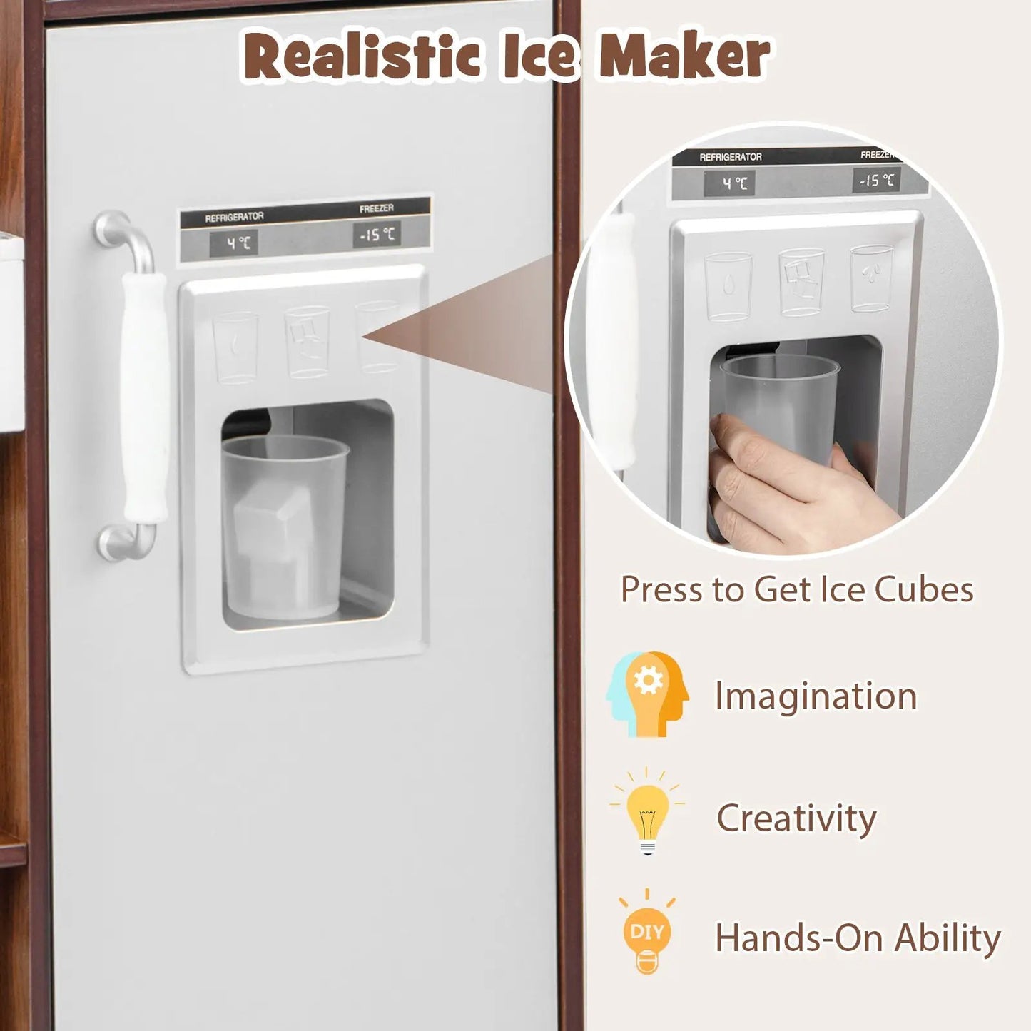 Kids Modern Toy Kitchen Playset with Realistic Ice Maker, lights and sounds, DirectDeals on Tampa Home & Garden Store