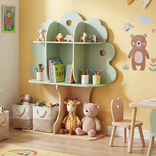 Kids Tree Bookshelf DirectDeals 45in tall mint green open-shelving unit with cloud silhouette on Tampa Home & Garden Store