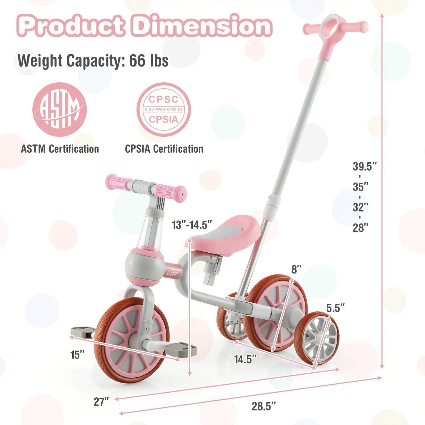 4-in-1 Kids Trike Bike with Adjustable Handle pink DirectDeals toddler trike on Tampa Home & Garden Store