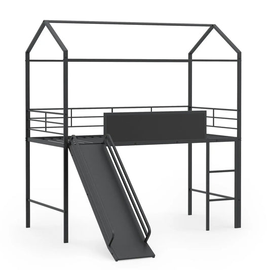 Kids Twin Loft Bed and Slide for Bedroom