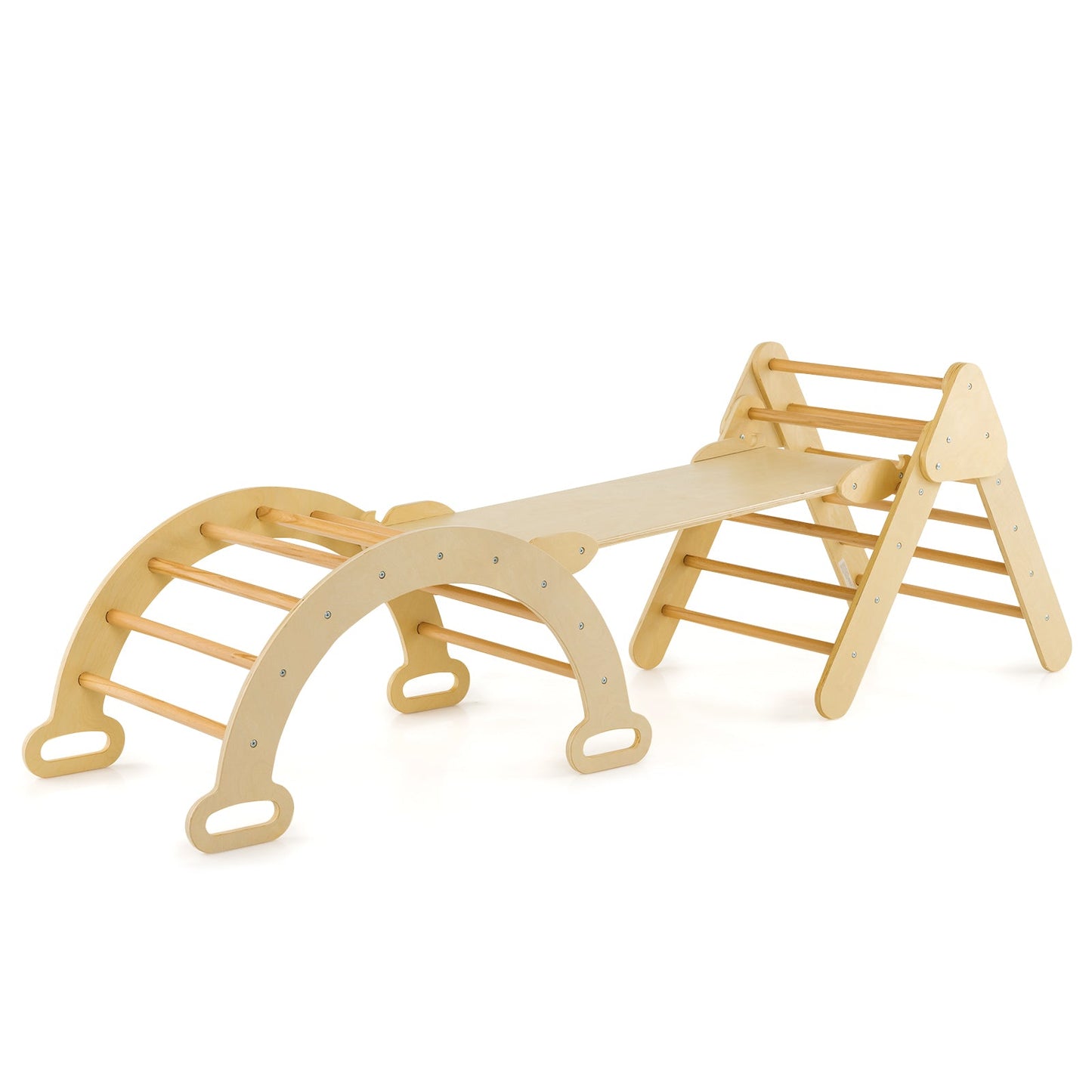 5-in-1 Wooden Kids Climber Toys with Triangle Arch Ramp-Multicolor - Tampa Home & Garden Store