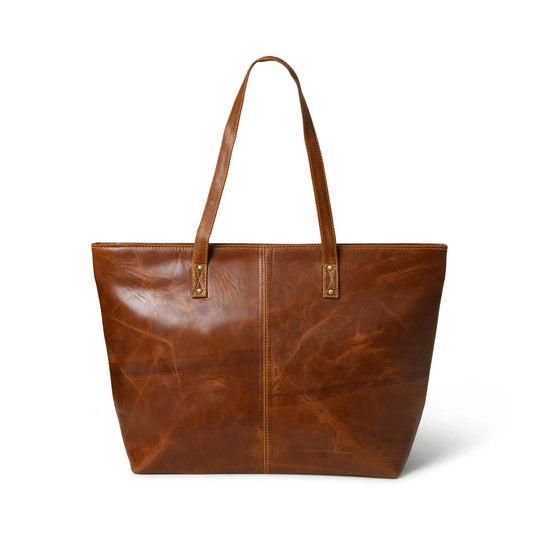 Kim & Blair combo tote and clutch leather handbag cocoa brown with stitched handles on Tampa Home & Garden Store