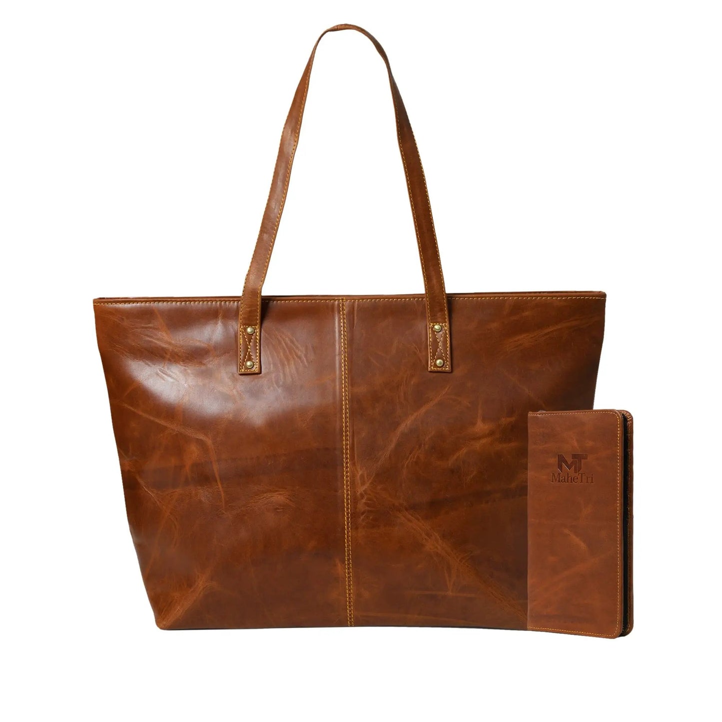 Kim and Blair cocoa brown leather tote with matching clutch, 2-piece set on Tampa Home & Garden Store
