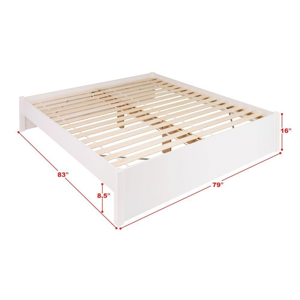 King Size White Wooden 4 Post Platform Bed Frame - Tampa Home & Garden Store