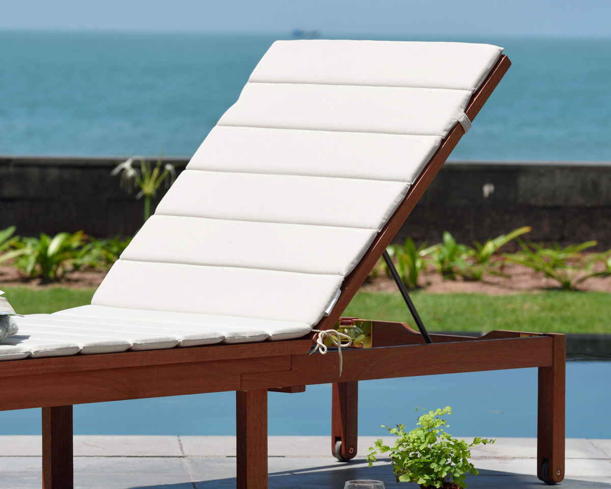 Louisiana dark wood finish wheel lounger with cushion 2-piece set by LifestyleGarden lounger on Tampa Home & Garden Store