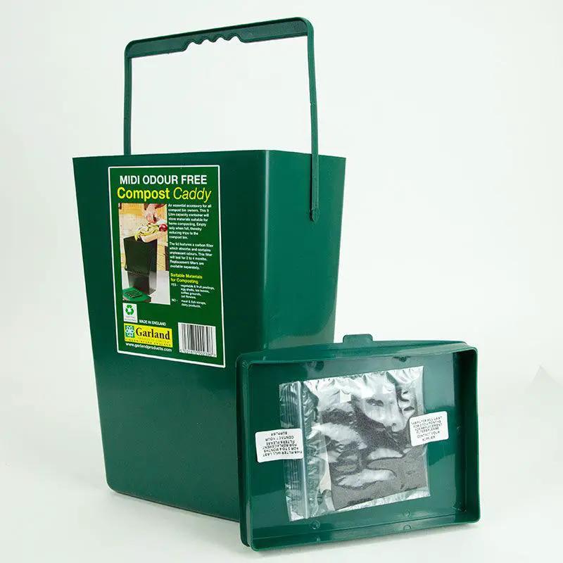 Bokashi compost bin two-piece green plastic set with lid and odor filter Garland on Tampa Home & Garden Store