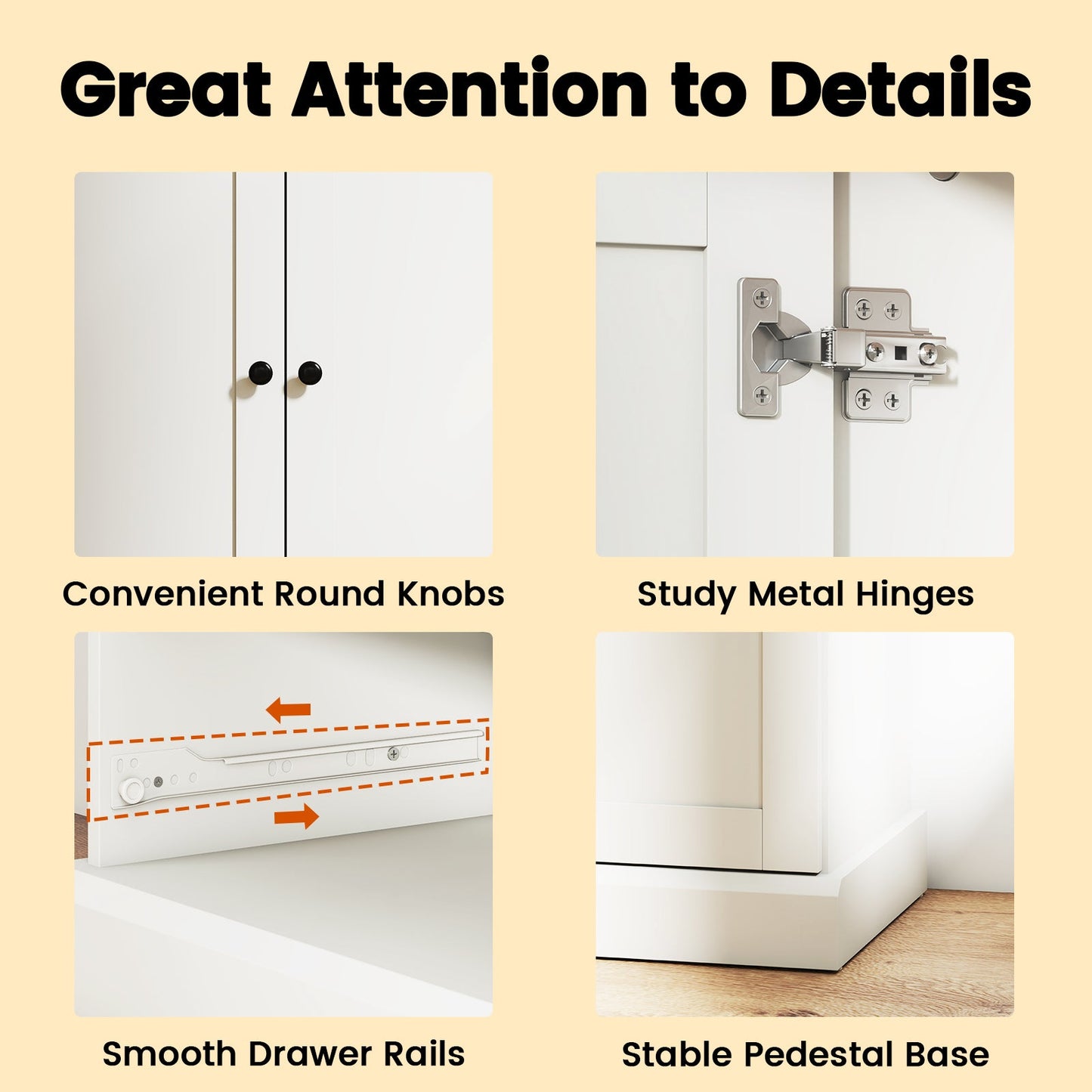 Freestanding kitchen storage cabinet with 3 white doors, 47.5 in tall, round knobs DirectDeals on Tampa Home & Garden Store