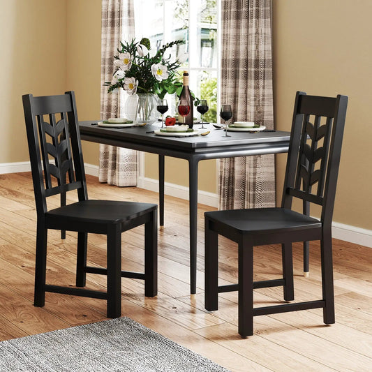Kitchen side dining chairs set of 2 in black rubber wood frame on Tampa Home & Garden Store