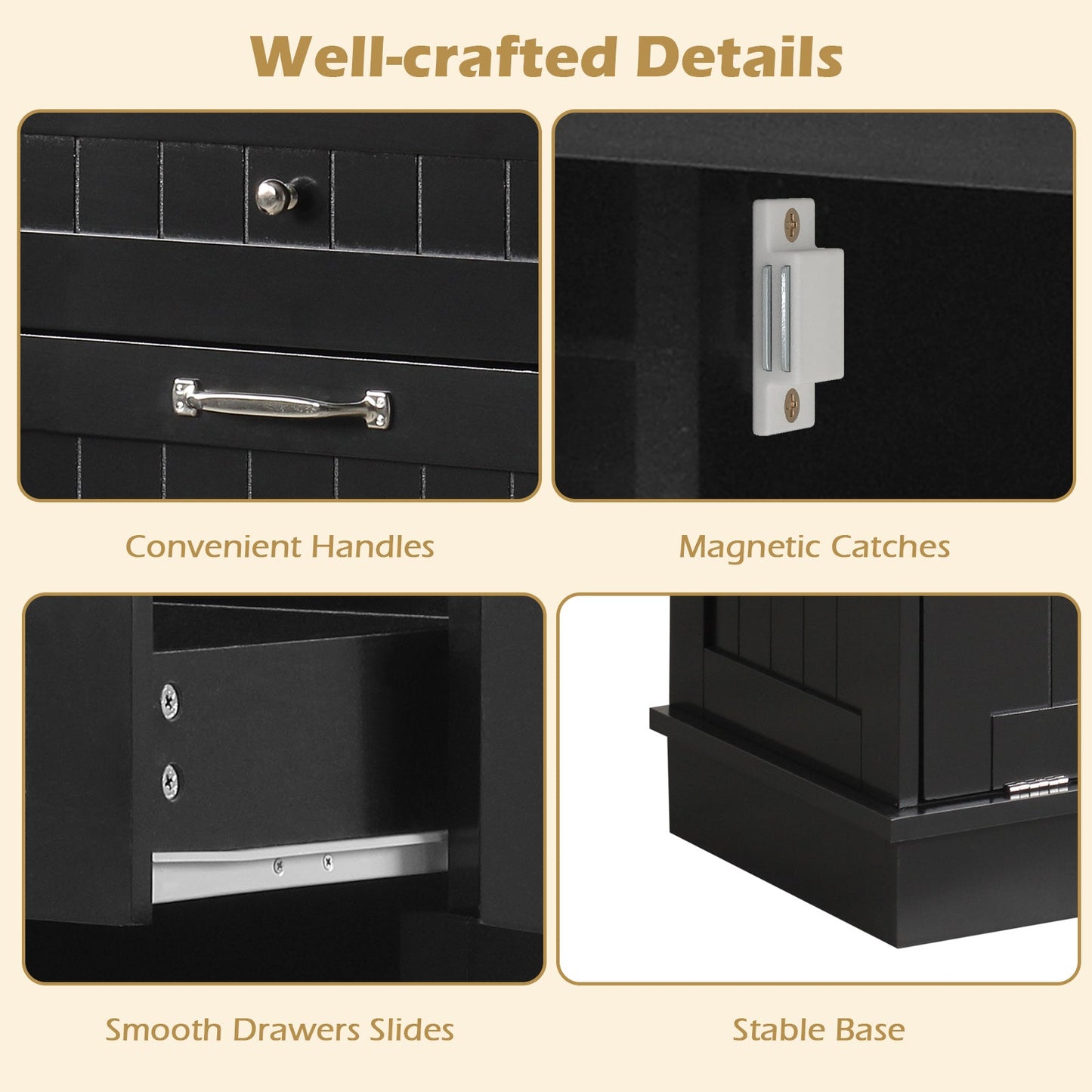 Kitchen Tilt Out Trash Cabinet with 2 Drawers and Adjustable Shelf