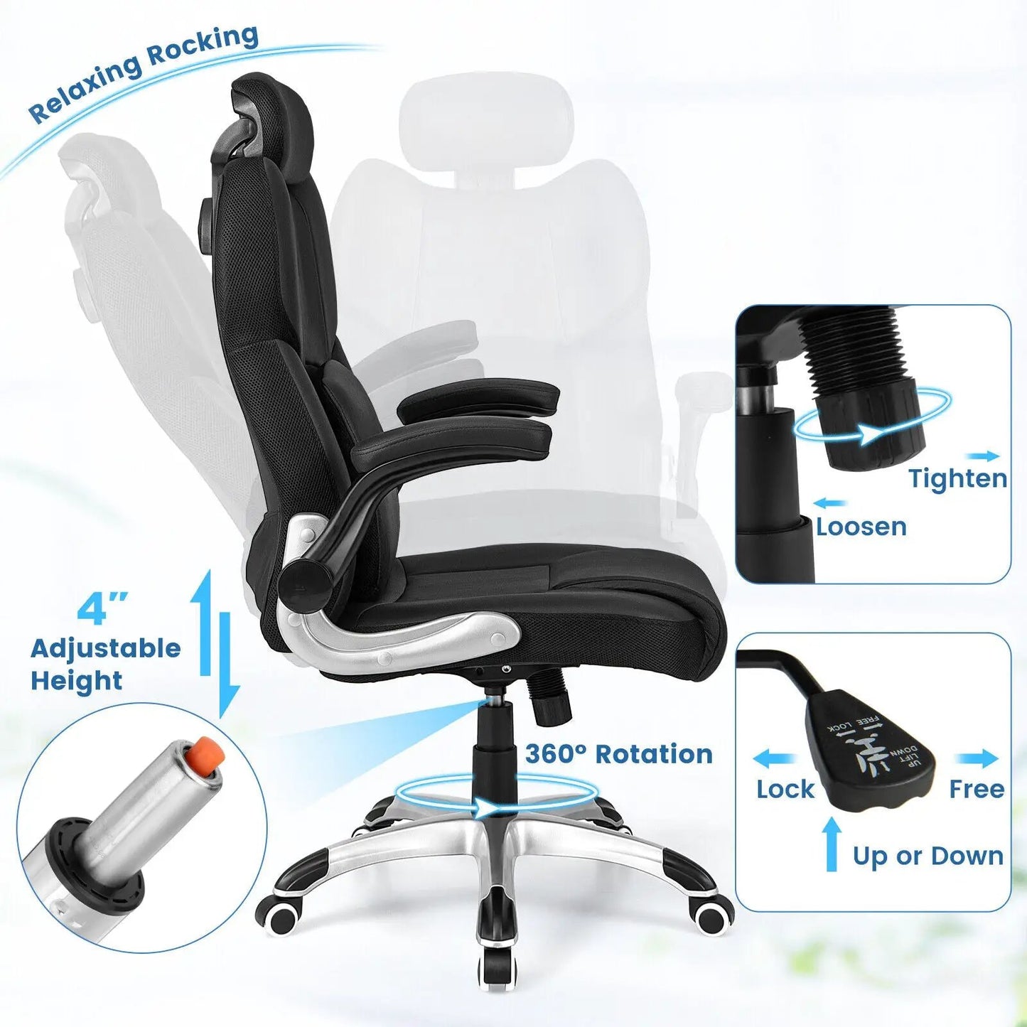 Kneading massage chair with adjustable headrest, black, DirectDeals electric massaging chair on Tampa Home & Garden Store