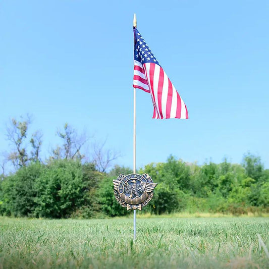 Korean War Veteran Grave Marker & Flag Holder with Aluminum Ground Spike | Made in USA - Tampa Home & Garden Store