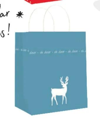 Gift bag Oh Deer blue with white deer silhouette and oh deer band on Tampa Home & Garden Store