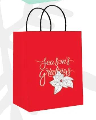 Kraft large Christmas Gift Bag red with Season's Greetings and holly motif on Tampa Home & Garden Store