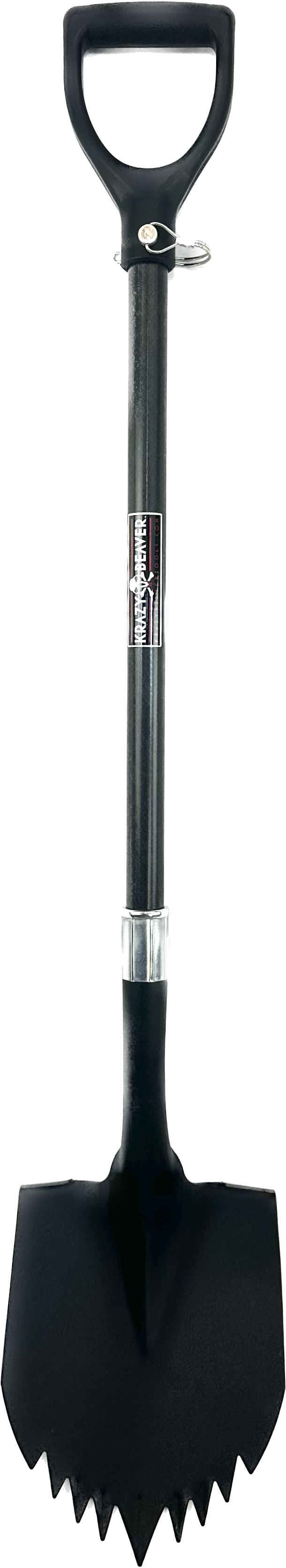 Krazy Beaver Garden Shovel XL long-handled spade with black head, D-handle and jagged-edge blade on Tampa Home & Garden Store