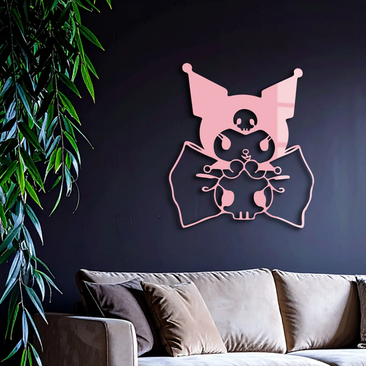Kuromi silhouette pink metal wall art by Enova Art, bold girl power sculpture on Tampa Home & Garden Store
