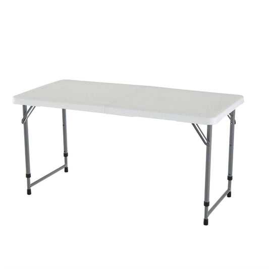 Adjustable Height White HDPE Folding Table with Powder Coated Steel Frame - Tampa Home & Garden Store