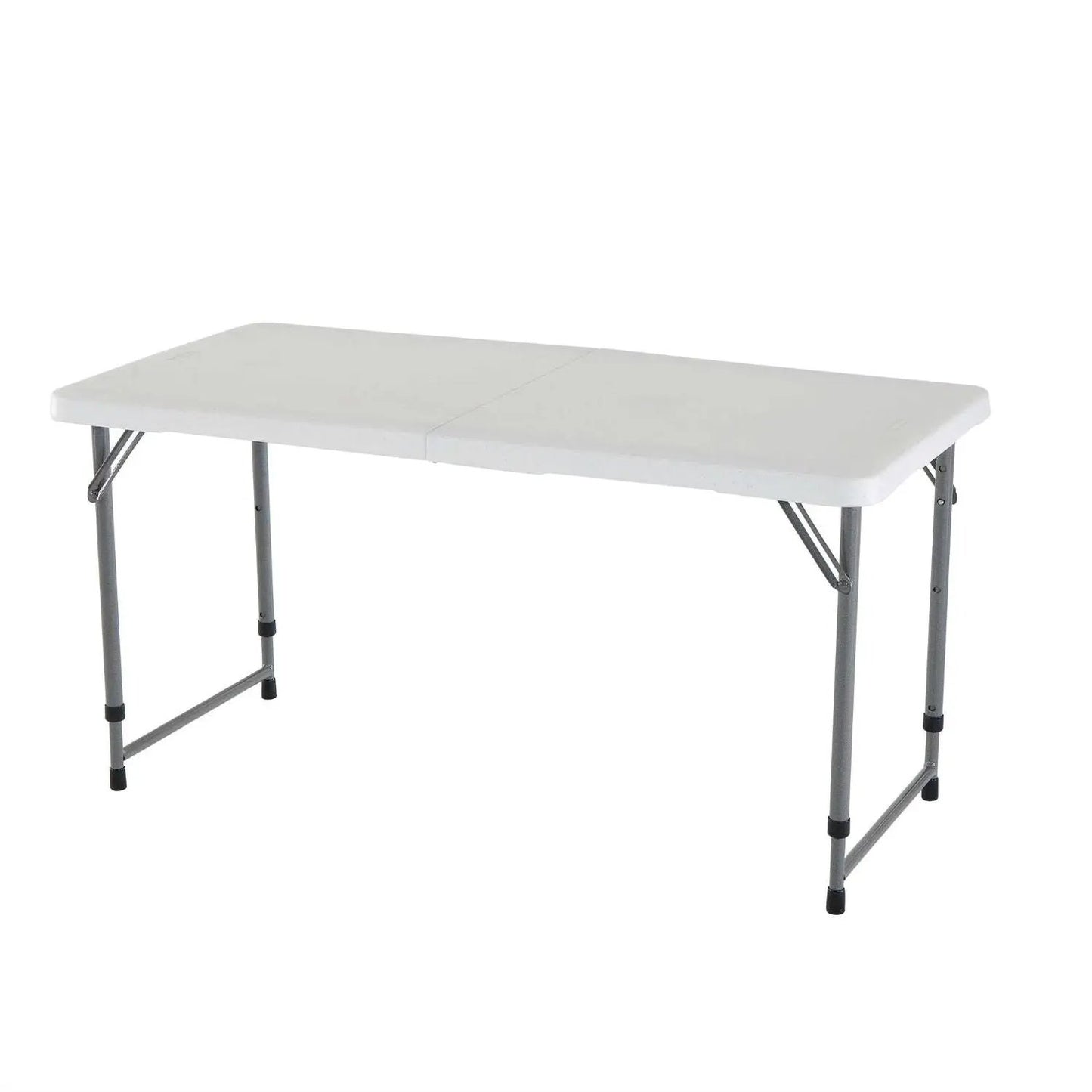 Adjustable Height White HDPE Folding Table with Powder Coated Steel Frame - Tampa Home & Garden Store