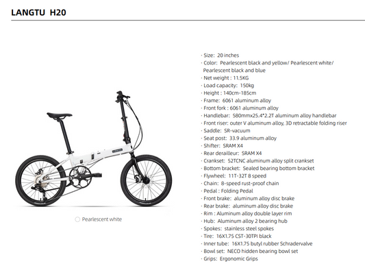 LANGTU Folding Bike 20“ inch - Tampa Home & Garden Store