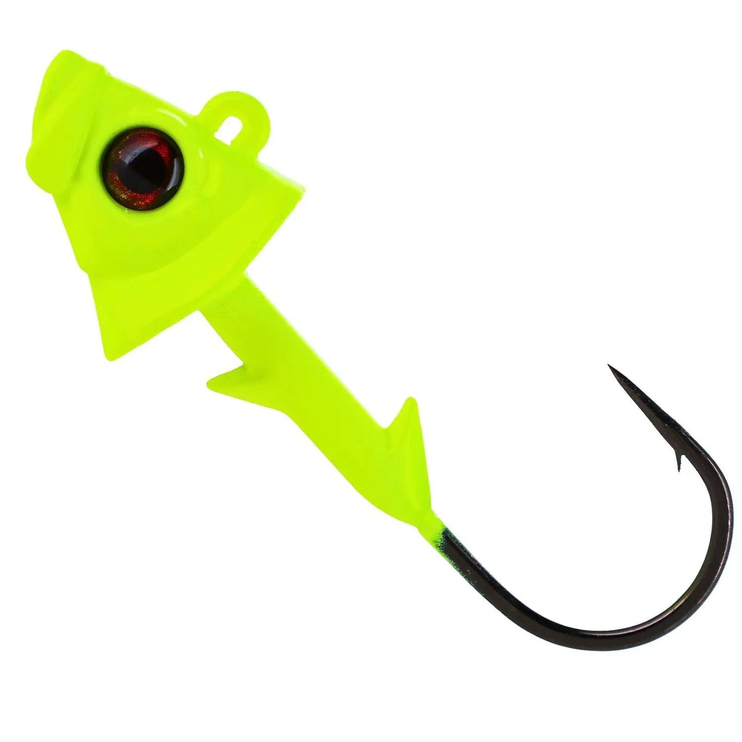 Reaction Tackle neon fishhead jig 5-Pack with red eye and hooks on Tampa Home & Garden Store