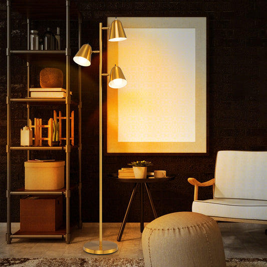 64 Inch 3-Light LED Floor Lamp Reading Light for Living Room Bedroom-Golden - Tampa Home & Garden Store