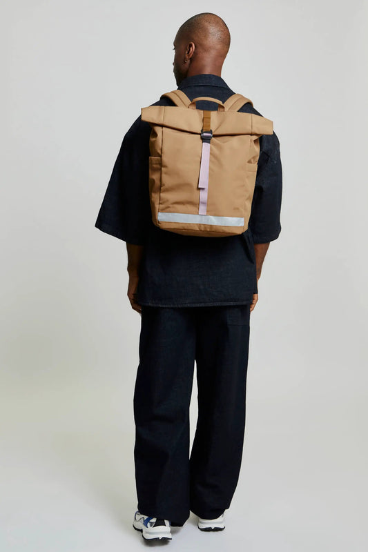 Lars Roll Backpack Toffee Vandra Urban Edition tan with pink strap on Tampa Home & Garden Store