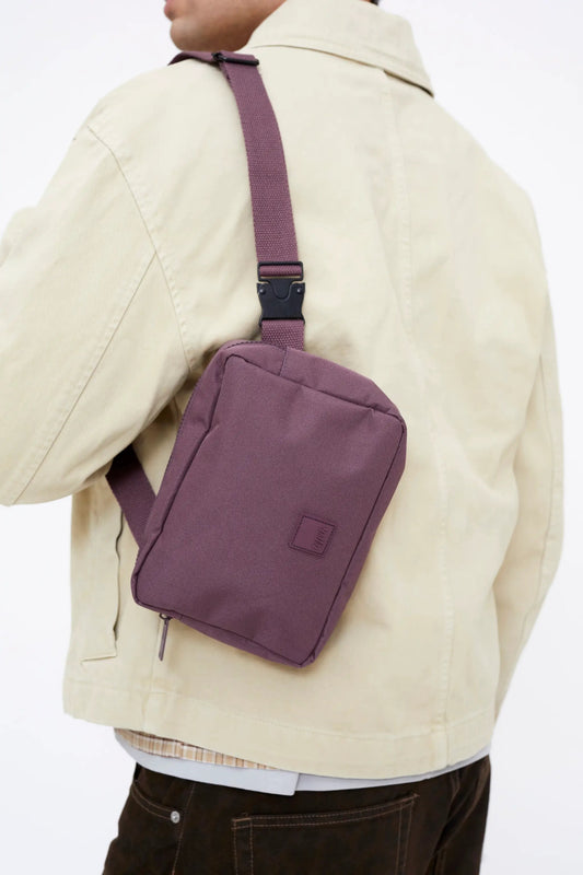 Reef crossbody bag maroon Oxford RPET fabric with adjustable strap by Lefrik USA on Tampa Home & Garden Store