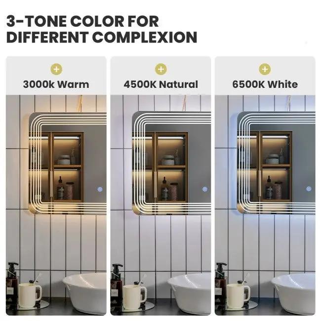 3 Tone LED Touch Sensor Wall Mounted Bathroom Mirror - Tampa Home & Garden Store