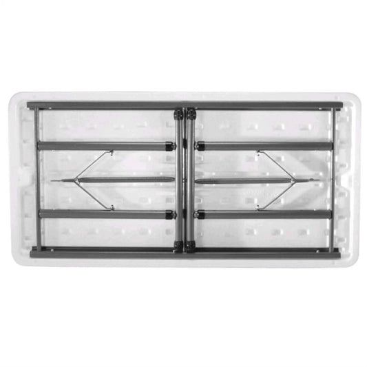 4-foot adjustable-height folding table with white HDPE top; metal frame and center brace on Tampa Home & Garden Store
