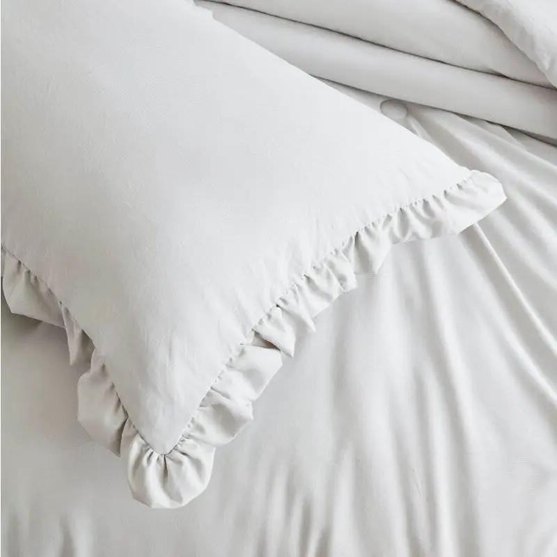 King Grey Ruffled Edge Microfiber Comforter Set with ruffled trim on Tampa Home & Garden Store
