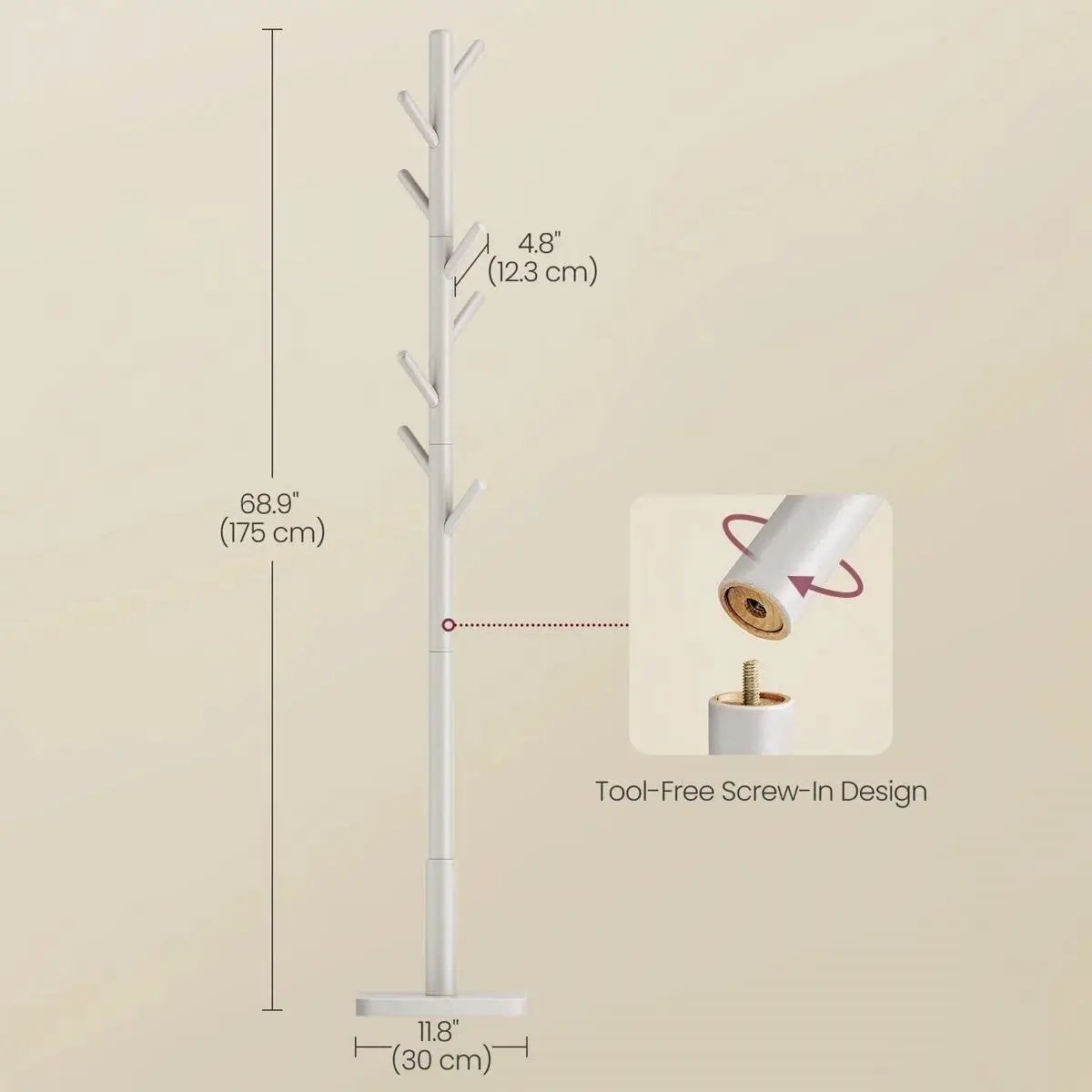 Modern Farmhouse Solid Wood Coat Rack Entryway Hall Tree Hat Stand in Light Grey - Tampa Home & Garden Store
