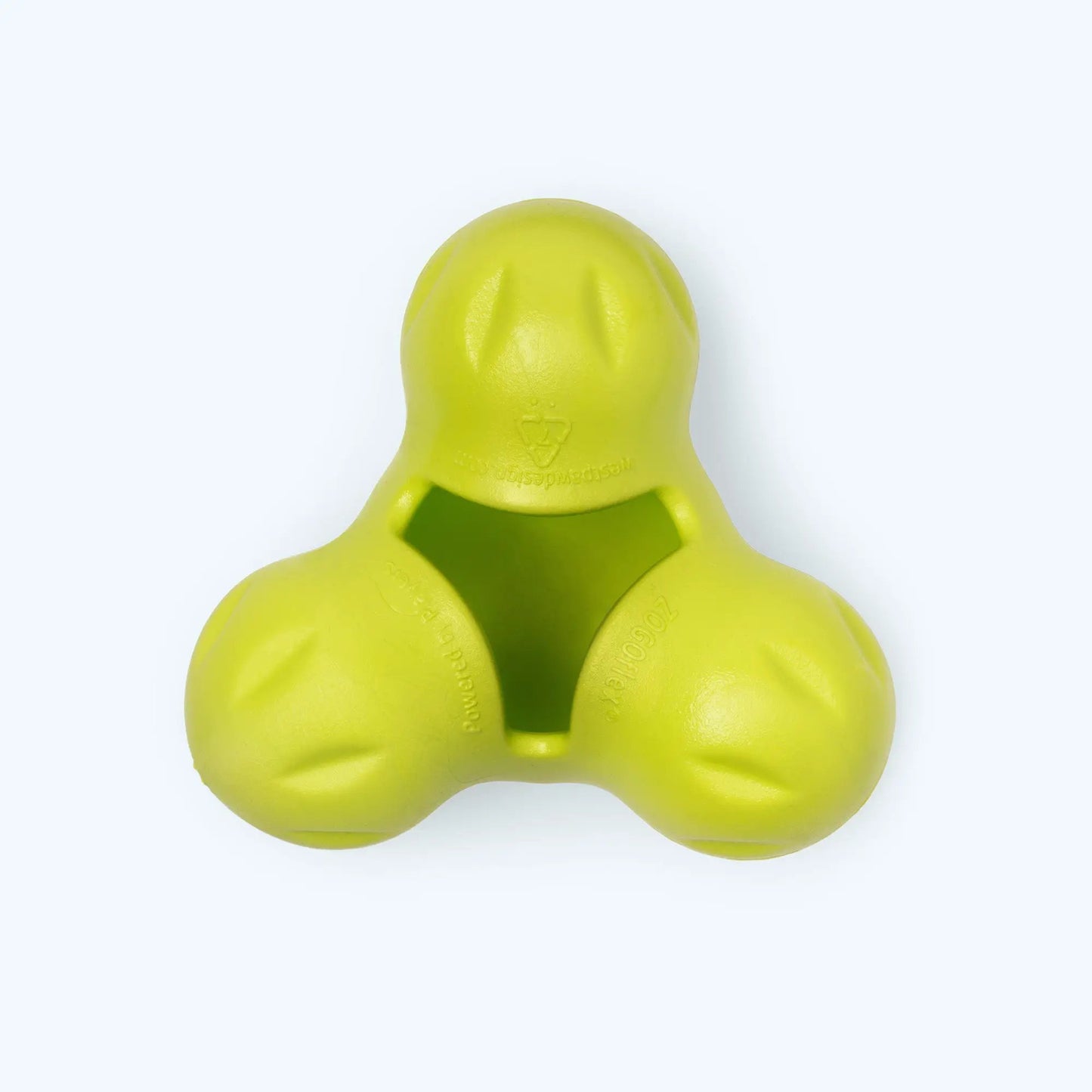 Tux Tough Treat Toy with Hollow Cavity Floats, neon yellow three-lobed dog toy by West Paw on Tampa Home & Garden Store