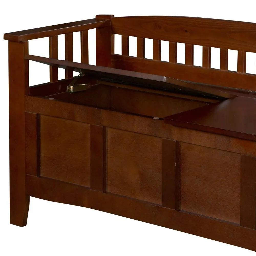 Split Seat Storage Accent Bench in Walnut Wood Finish - Tampa Home & Garden Store