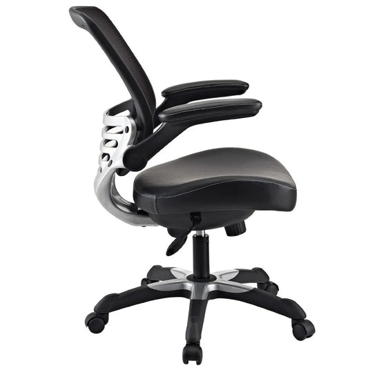 Black mesh ergonomic chair with flip-up arms, padded seat, 5-star base on Tampa Home & Garden Store