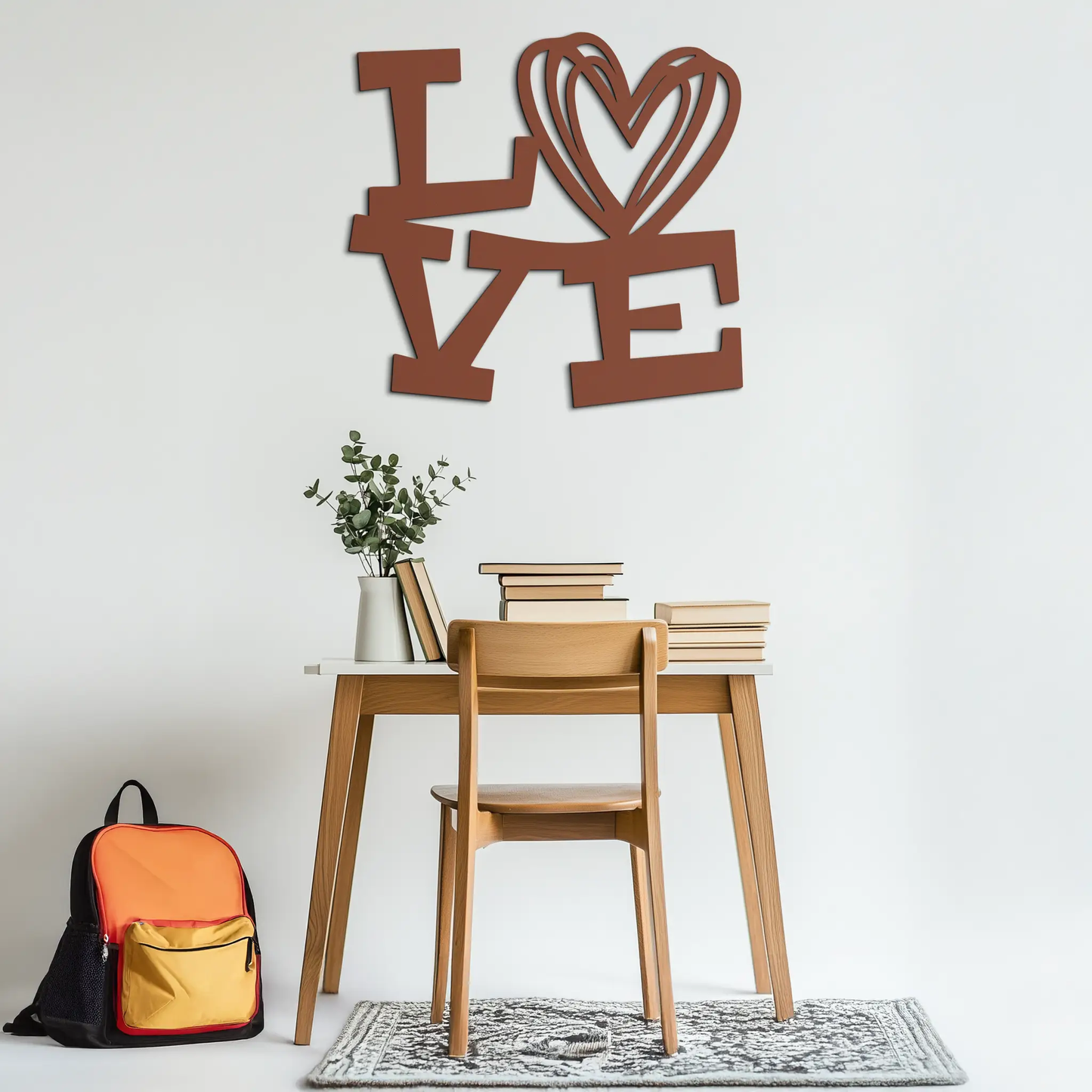 Love Heart Modern Metal Wall Art by Enova Art rust brown metal wall decor on Tampa Home & Garden Store
