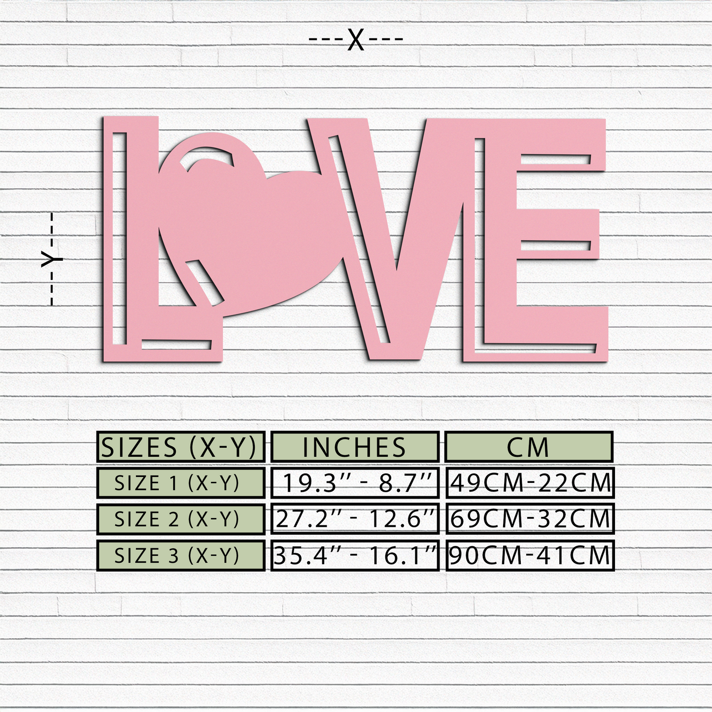 LOVE Heart Typography Metal Wall Art – Modern Romantic Decor - KAFGP097 - Tampa Home & Garden Store