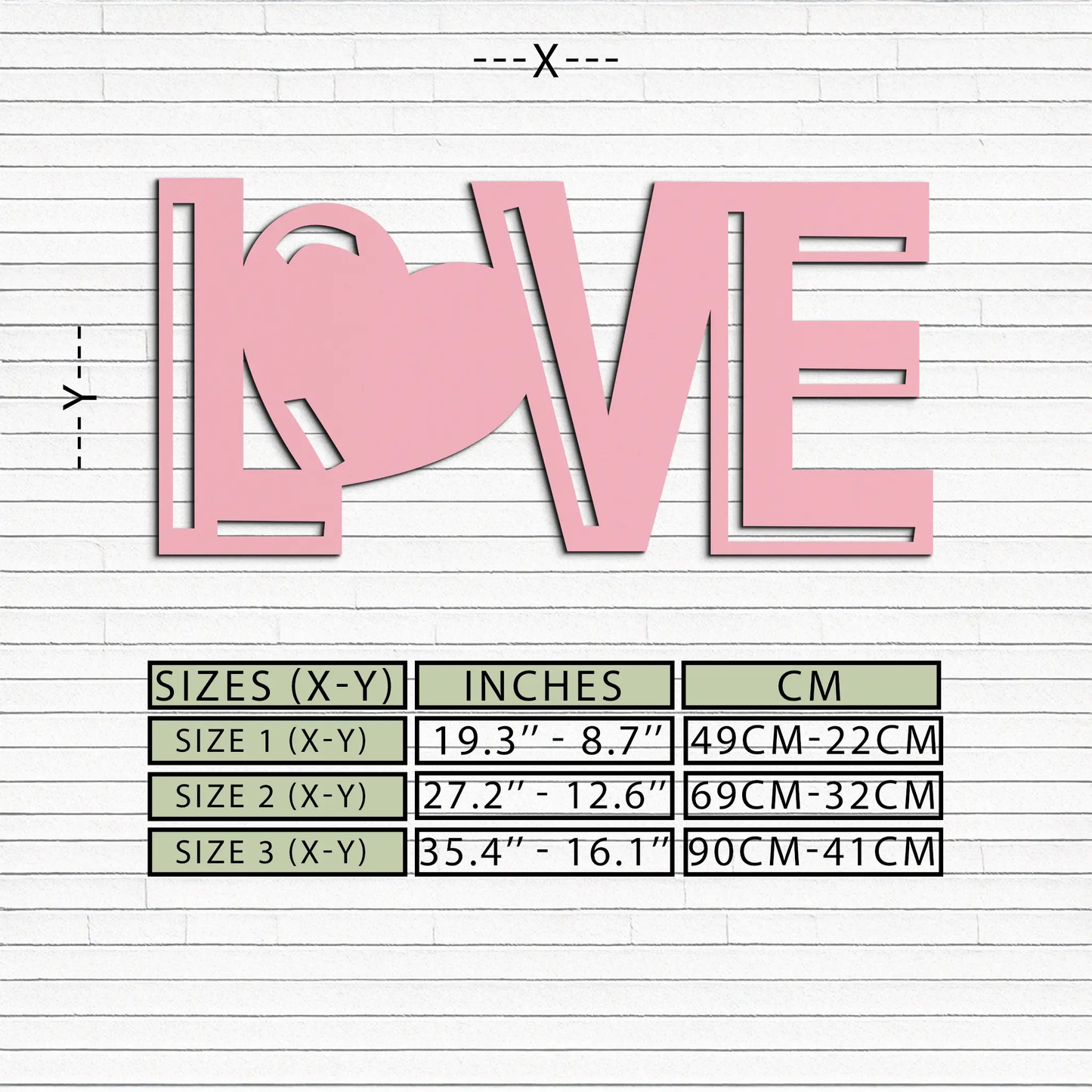 Pink Love Heart Typography metal wall art by Enova Art, girl power wall sculpture on Tampa Home & Garden Store