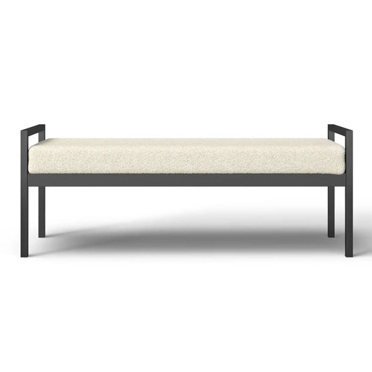 Modern Industrial Bed Bench with Cream Upholstery, black metal frame and cream cushion on Tampa Home & Garden Store
