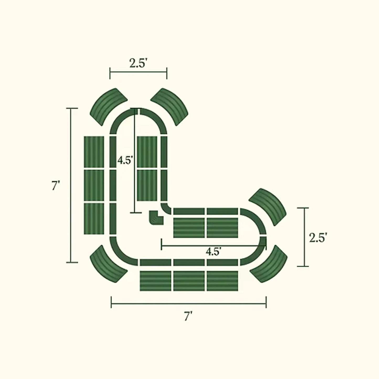 17 Inch Tall L Shaped Raised Garden Bed Large green Vego Garden planters on Tampa Home & Garden Store