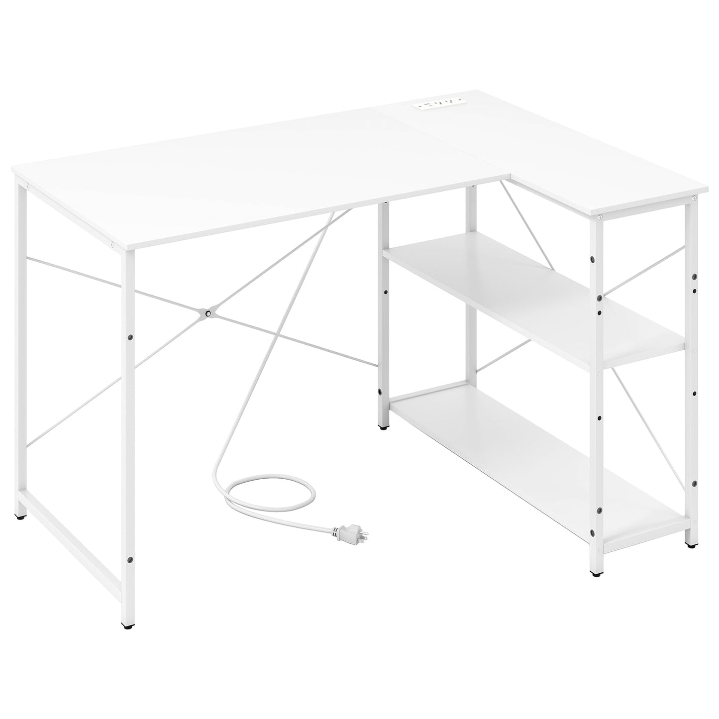L-shaped 47 Inch Reversible Corner Desk with Adjustable Storage Shelves-Rustic Brown