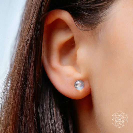 Labradorite stabilization earrings silver-gray for calm mood on Tampa Home & Garden Store
