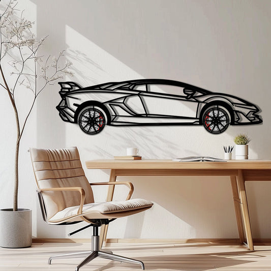 Lamborghini Aventador Metal Car Wall Art with Rotating Wheels - Italian V12 Hypercar Silhouette - Interactive Automotive Wall Decor - KAFMEKA145 - Tampa Home & Garden Store