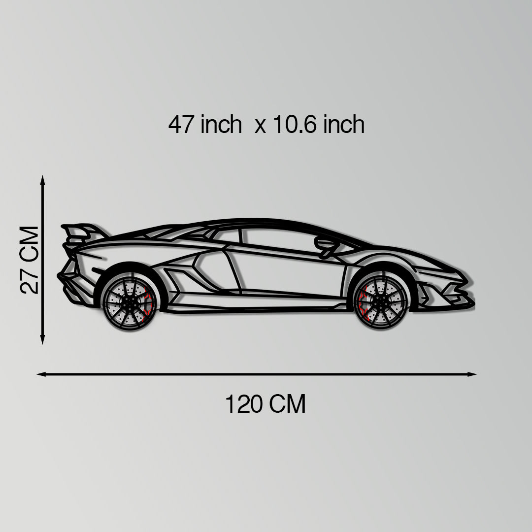 Lamborghini Aventador Metal Car Wall Art with Rotating Wheels - Italian V12 Hypercar Silhouette - Interactive Automotive Wall Decor - KAFMEKA145 - Tampa Home & Garden Store