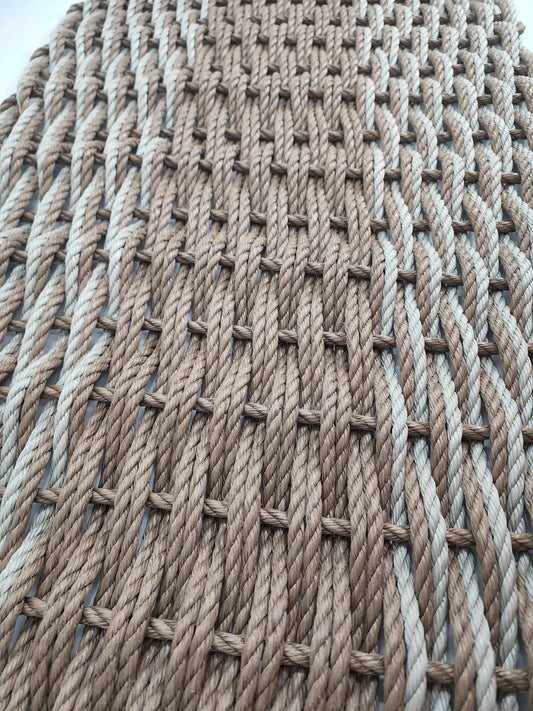 Lobster Rope Mat rug, large brown and tan, double weave, Little Salty Rope on Tampa Home & Garden Store