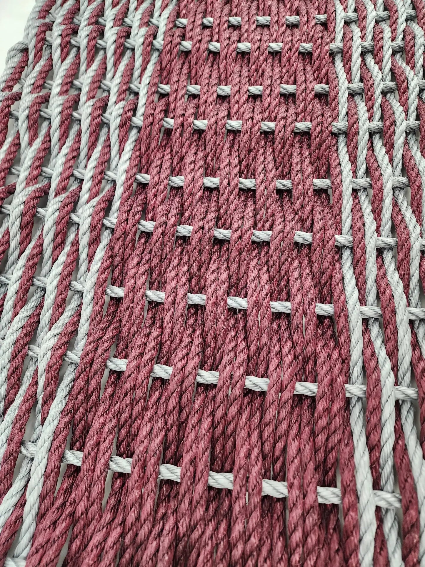 Lobster Rope Mat Double Weave Burgundy Gray rug with braided ropes texture on Tampa Home & Garden Store