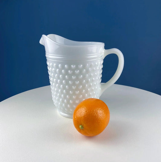 Large Milk Glass Pitcher with Hobnail Pattern and 3 Matching Tall Glasses. Juice Punch Milk Water Jug. Dining Room Decor. Lemonade Stand. - Tampa Home & Garden Store