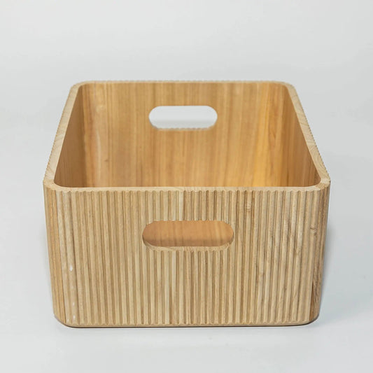 Wooden ribbed bin natural finish Paulownia wood by Horderly storage on Tampa Home & Garden Store