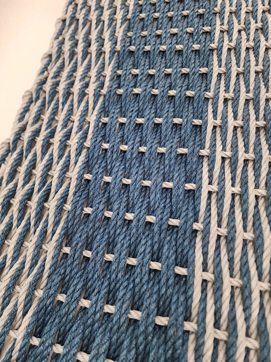 Lobster Rope Mat navy blue and light gray, double weave, Little Salty Rope door mat on Tampa Home & Garden Store