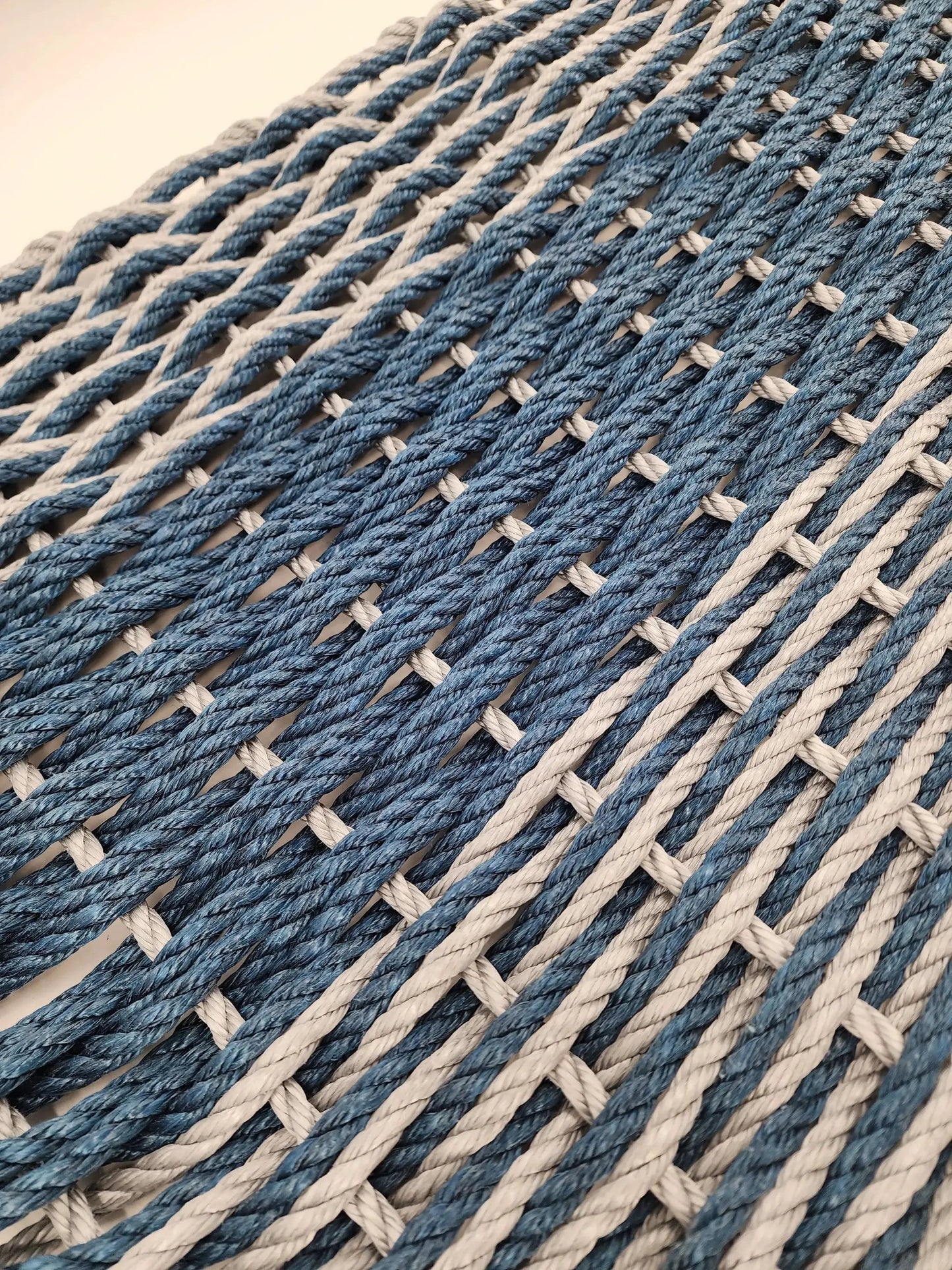 Lobster Rope Mat navy blue and light gray, woven rope door mat by Little Salty Rope on Tampa Home & Garden Store