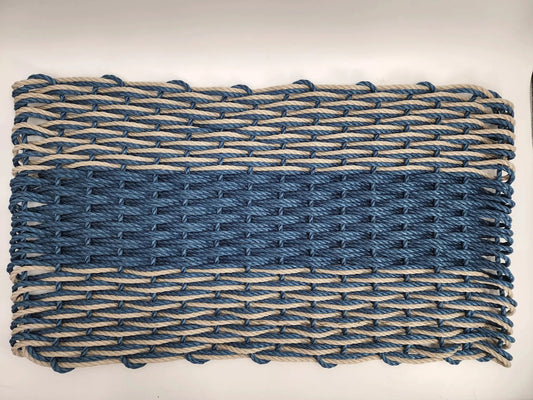 Navy and tan lobster rope door mat with double weave on Tampa Home & Garden Store